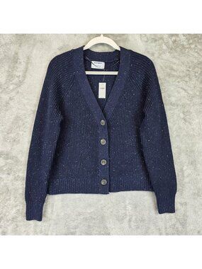 Old Navy Sweater Cardigan Womens S Blue Cotton Blend V Neck Button Knit Relaxed
